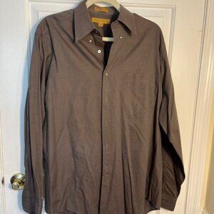 Men's Today Man Long-sleeve, collared, brown button-up shirt, size 16 n, 34/35 l